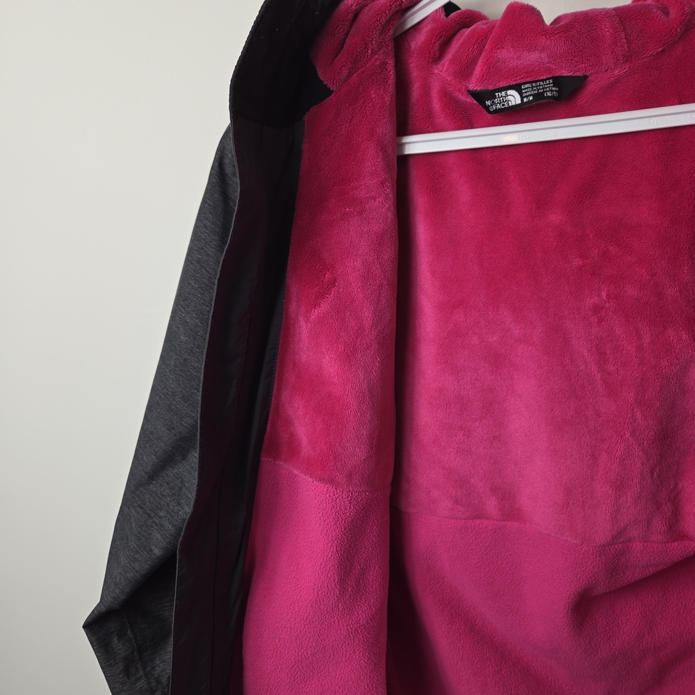 THE NORTH FACE Girls Jacket Eco Thermoball Parka Hooded Full Zip 10/12 Gray/Pink - Picture 2 of 8